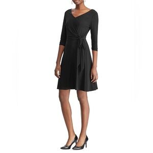 Chaps Tie-Front Fit-&-Flare Black Dress Size XL NWT